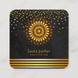 Gold Lotus Flower Confetti Yoga Meditation Spa Vierkante Visitekaartje