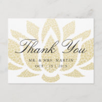Gold Lotus Flower Custom Weddenschap Bedankt