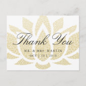 Gold Lotus Flower Custom Weddenschap Bedankt Briefkaart (Voorkant)