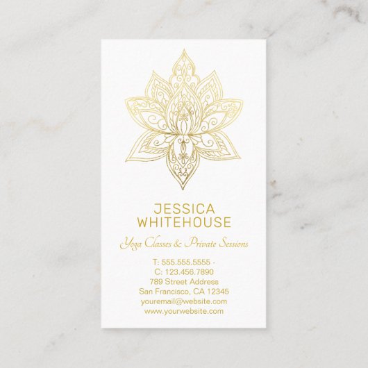 Gold Lotus Flower Élégant Carte de visite léger (Dos)