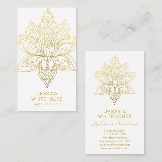 Gold Lotus Flower Élégant Carte de visite léger (Devant / Derrière)
