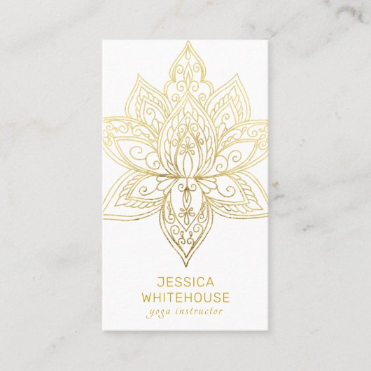 Gold Lotus Flower Élégant Carte de visite léger (Devant)