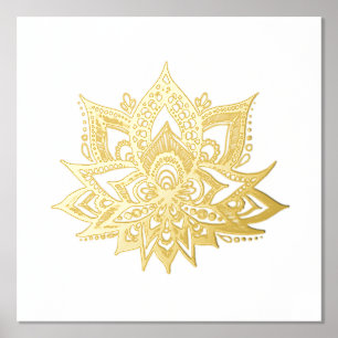 Gold Lotus Flower Folie Art afdrukken Folie Afdrukken