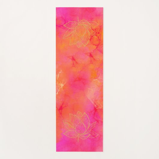 Gold Lotus Flower Illustration Pink Ink Art Yogamat (Voorkant)