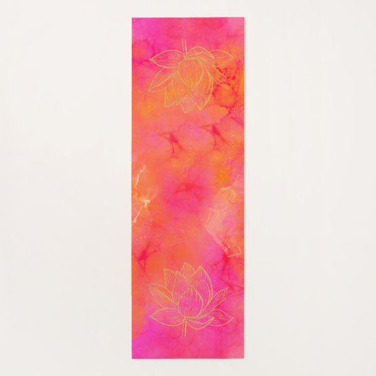 Gold Lotus Flower Illustration Pink Ink Art Yogamat (Achterkant)