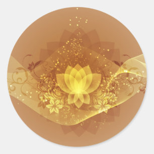 Gold Lotus Flower Ronde Sticker