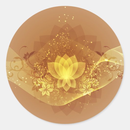 Gold Lotus Flower Ronde Sticker (Voorkant)
