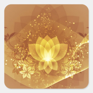 Gold Lotus Flower Vierkante Sticker