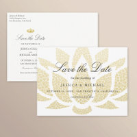 Gold Lotus Flower Wedding Save the Date Custom