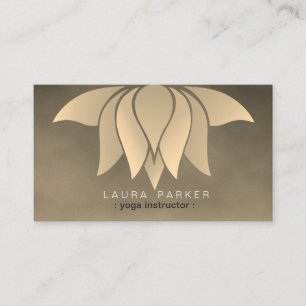 Gold Lotus Flower Yoga Instructor Meditation Retro Visitekaartje