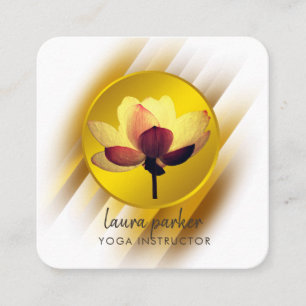 Gold Lotus Flower Yoga Instructor Waterverf Art Vierkante Visitekaartje