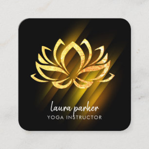 Gold Lotus Flower Yoga Instructor Zen Art Fire Vierkante Visitekaartje