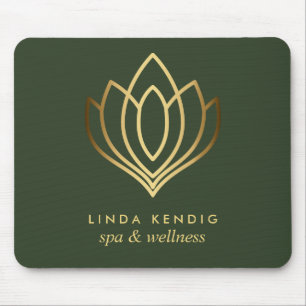 Gold lotus logo Green jouw namen voor persoonlij Muismat