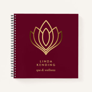 Gold Lotus Logo   RUBY RED   Gepersonaliseerd mono Notitieboek