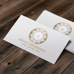 Gold Lotus Logo Yoga Instructor Salon Spa Visitekaartje