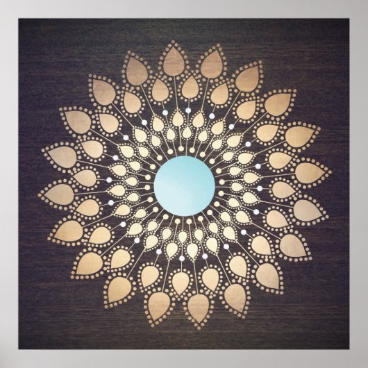 Gold Lotus Mandala Art Poster (Voorkant)