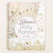 Gold Lotus Mandala avec Gold Stars Daily Planner (Devant)
