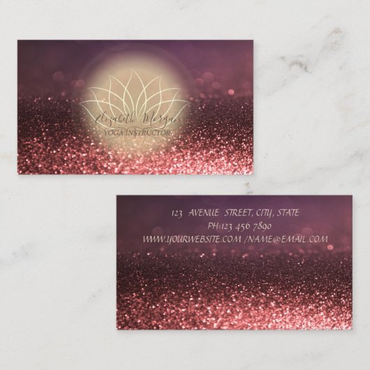 Gold Lotus Yoga Instructor Bokeh Visitekaartje (Voorkant / Achterkant)