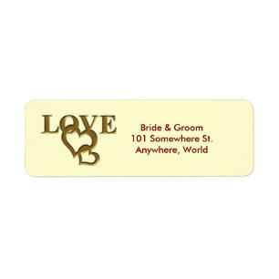 Gold Love and Hearts Return Address Labels