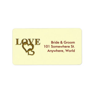 Gold Love and Hearts Signature Étiquettes de adres