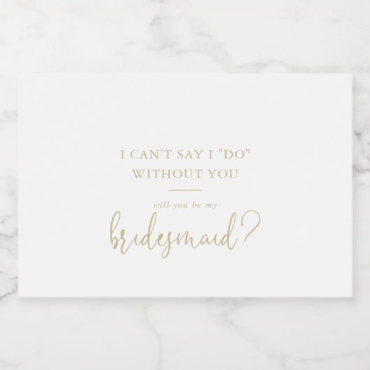 Gold Love Fancy Script bruidsmeisje voorstel Sparkling Wijnetiket (Enkel label)