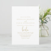 Gold Love Fancy Script Spanish Wedding   Kaart (Staand voorkant)