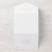 Gold Love Fancy Script Wedding All In One Uitnodiging (Buitenkant)