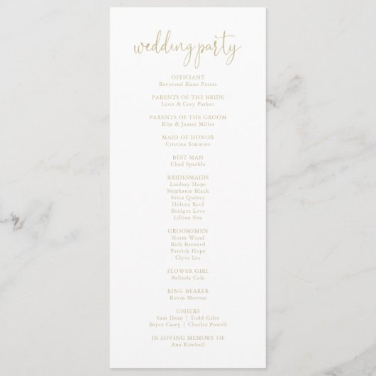 Gold Love Fancy Script Wedding Programme (Dos)