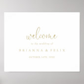 Gold Love Fancy Script Weduwen Welkomstteken Poster (Voorkant)