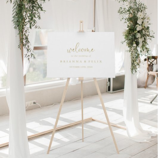 Gold Love Fancy Script Weduwen Welkomstteken Poster