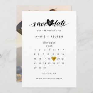 Gold Love Heart Calendar Foto Save The Date