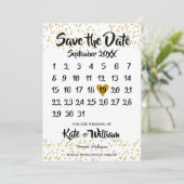 Gold Love Heart Calendar Save The Date (Staand voorkant)