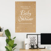 Gold Love Hearts Baby shower Affiche de bienvenue (Bureau à domicile)