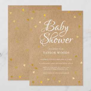 Gold Love Hearts Baby shower rustieke Kraft Boho Kaart