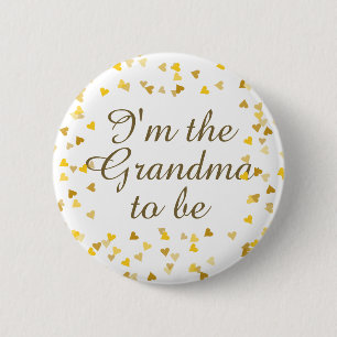 Gold Love Hearts Baby shower / Sprinkle / Couples Ronde Button 5,7 Cm