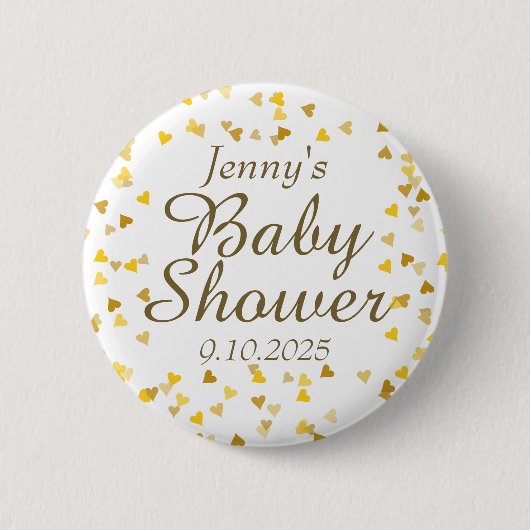 Gold Love Hearts Baby shower / Sprinkle Ronde Button 5,7 Cm (Voorkant)