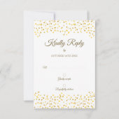 Gold Love Hearts Confetti Elegant Chic RSVP (Voorkant)