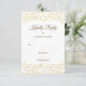 Gold Love Hearts Confetti Elegant Chic RSVP (Staand voorkant)