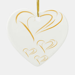 Gold Love Hearts Keramisch Ornament
