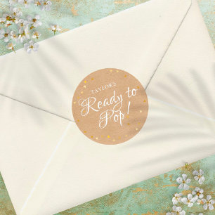 Gold Love Hearts Ready to Pop Baby shower Boho Ronde Sticker