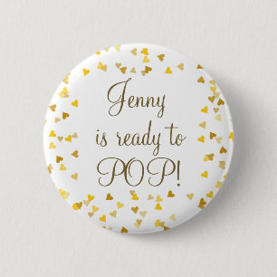 Gold Love Hearts Ready to Pop Baby shower Ronde Button 5,7 Cm