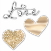 Gold Love Hearts Wedding Sticker (Voorkant)
