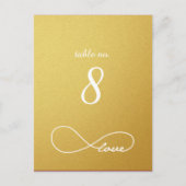 Gold Love Infinity Mariage Tableau Numéro Cartes (Devant)