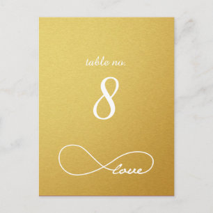 Gold Love Infinity Weddenking Table Nummerkaarten Briefkaart
