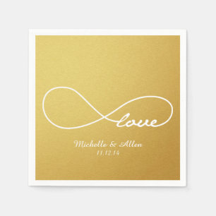 Gold Love Infinity Wedding Paper Napkins Set Servet