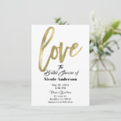 Gold LOVE Modern Brush Script Wedding Kaart (Staand voorkant)