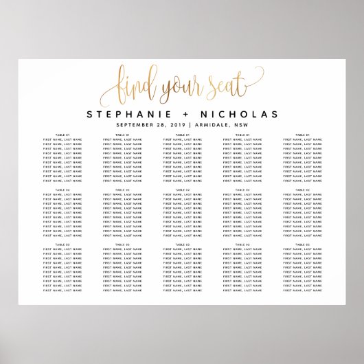 Gold Lovely Script Typographie Mariage Poster (Devant)