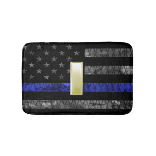 (Gold) Luitenant Thin Blue Line Distress Vlag Badmat