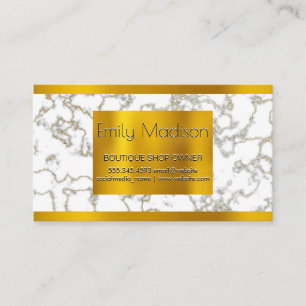 Gold Lux Metal Trim   Witte marmer Gold-textuur Visitekaartje
