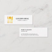 Gold Luxe Food Utensils Monogram Mini Visitekaartje (Voorkant / Achterkant)